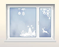 Новорічний декор на вікна Зимова композиція | Новогодний декор на окна Зимняя композиция