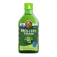 Mollers Tran omega 3 250мл.- с вкусом яблока, большой срок годности,в наличии(Orkla,Польша)