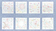 Американские ткани, Панелька хлопковая для пэчворка Корзины с цветами, Имитация вышивки, Robert Kaufman