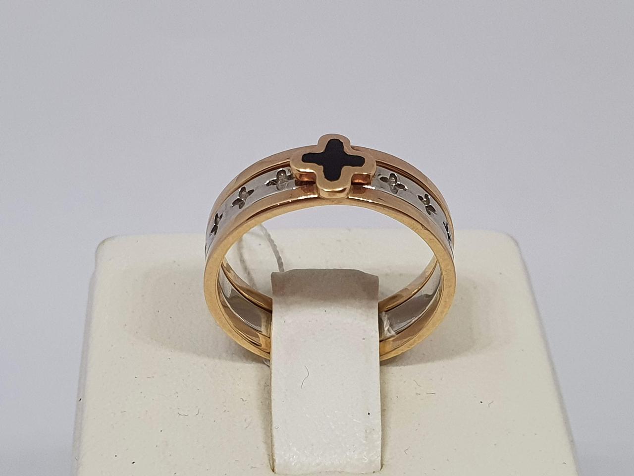 Золота каблучка трансформер 3в1 з емаллю. КБ815І 17