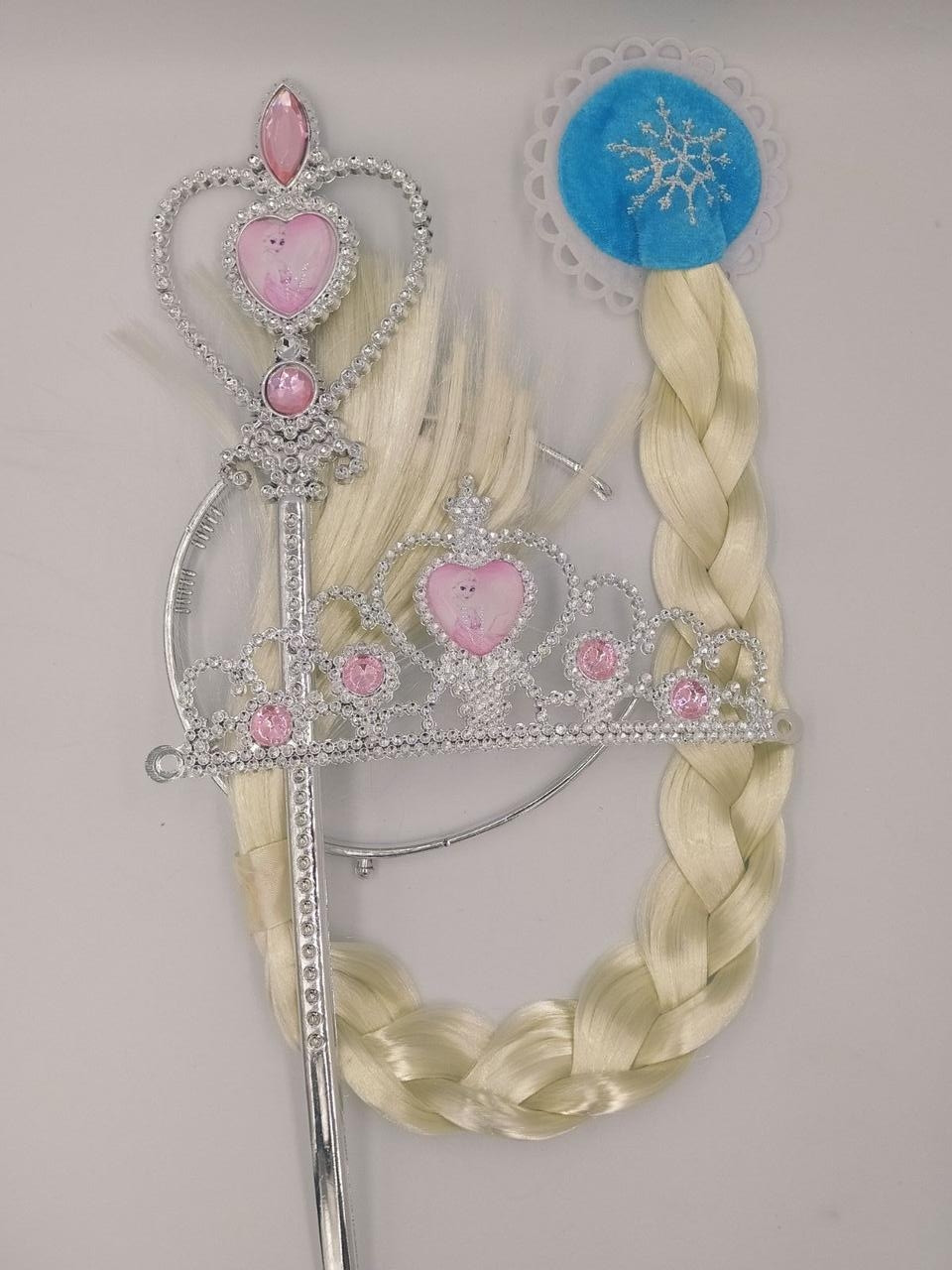 Набір аксесуарів Ельза холодне крижане серце - паличка, коса, корона-діадема Frozen рожеві