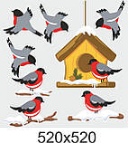 Новорічна наклейка на стіни та вікна - Снігурі з годівничкою, фото 2