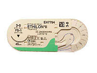 Етілон (Ethilon) 2-0 П-зворотньо-ріжуча голка 45мм, 3/8 кола, довжина 100см, синій, 1шт.