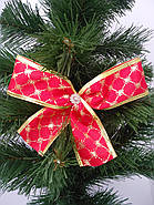 Новорічна прикраса Бант атлас решітка червоний 14*9 см, фото 2