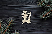 Деревянные украшения на ёлку, игрушка подвеска, Рождественский Новогодний декор из дерева, ангелочек с арфой