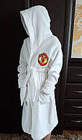 Именимый детский халатик с вышивкой Манчестер белая махра (ХЛ-21) Маримо
