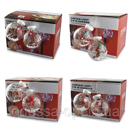 Xmas гірлянда мікс 4 види 200L WW-1 Copper curtain ball lamp WW Тіп.білий 3M*1.5M, фото 1