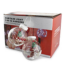 Xmas гірлянда мікс 4 види 200L WW-1 Copper curtain ball lamp WW Тіп.білий 3M*1.5M, фото 6