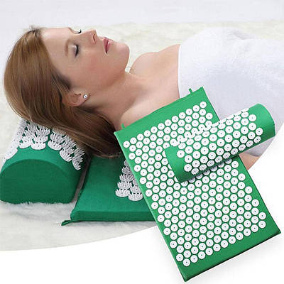 Килимок Acupressure mat ортопедичний масажний із подушкою Зелений 198730