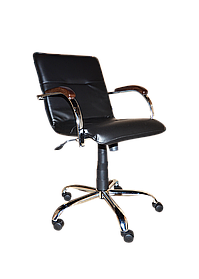 Офісне крісло для персоналу Samba Chrome Wood чорний шкірзам