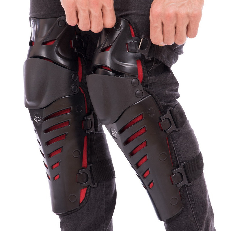 Мотозащита коленей голени 2шт наколенники шарнирные Fox Пластик Красный (M-4553) - фото 2 - id-p1507184184