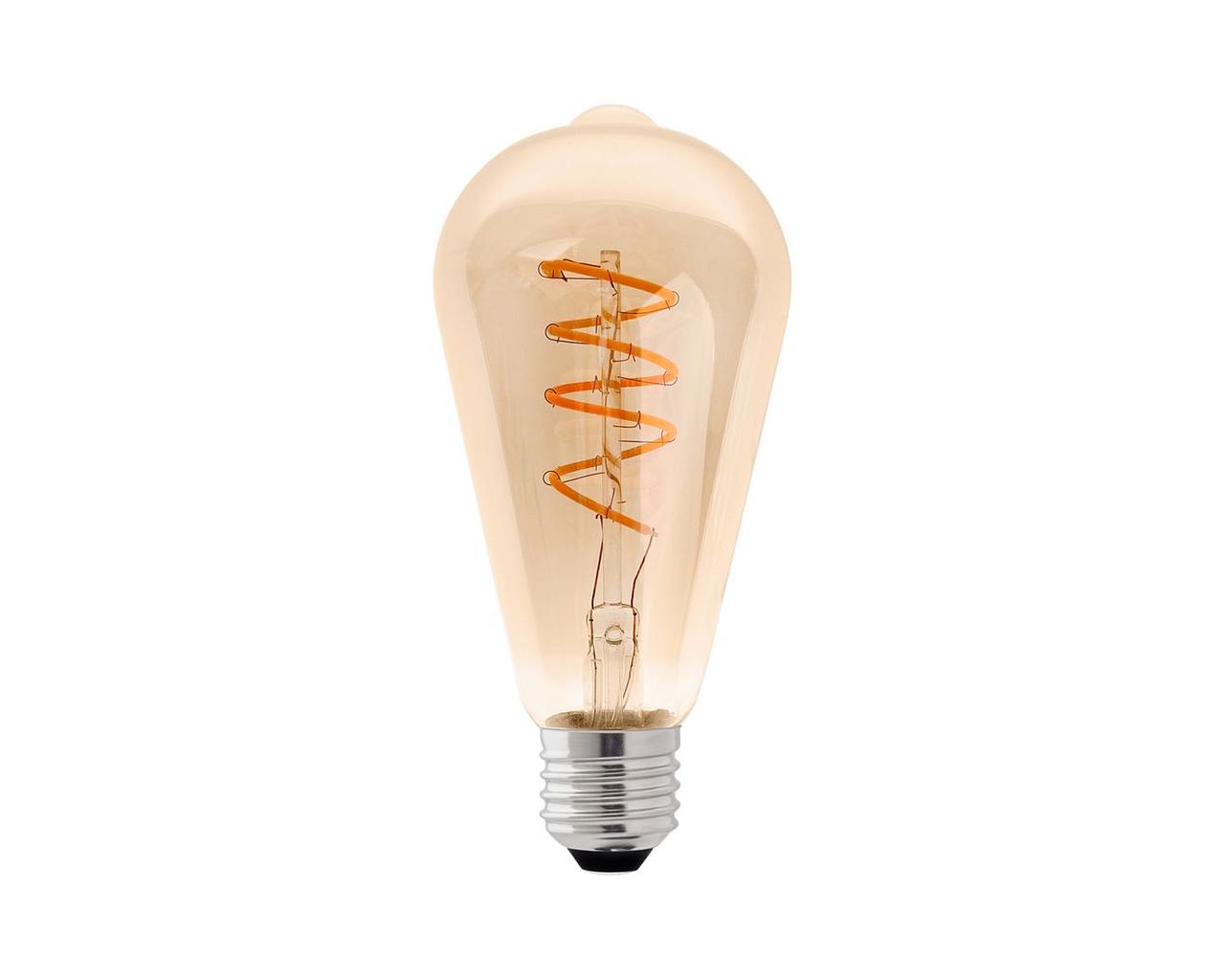 Led лампа DELUX ST64 8w E27 amber spiral FIL 2700K світлодіодна