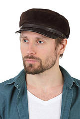 Кепка-капінка для чоловіків із натуральної замші коричнева