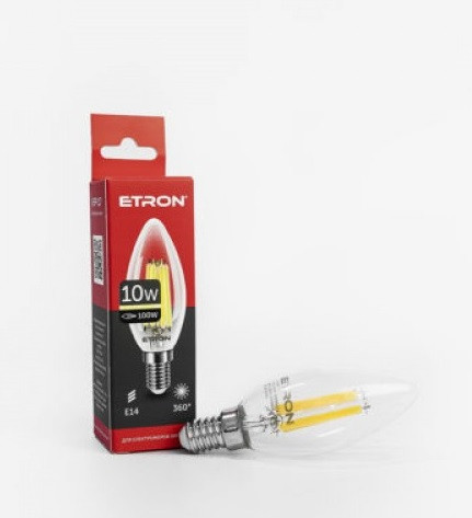 Лампа Свічка 10W З-37 3000K E14 ETRON Filament 1-EFP-117