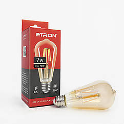 Лампа LED ETRON филаментная ST64 E27 7W золото 1-EFP-163