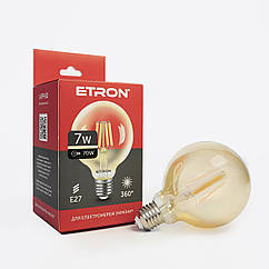 Лампа светодиодная ETRON шар G95 филаментная 7W 2700K E27 золото 1-EFP-161