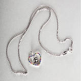Підвіска срібна серце з різнобарвними фіанітами та буквою, фото 2
