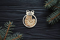 Новогодний декор символ 2022 год тигра. Деревянные украшения, ёлочный шарик, подвеска игрушка тигр на ёлку