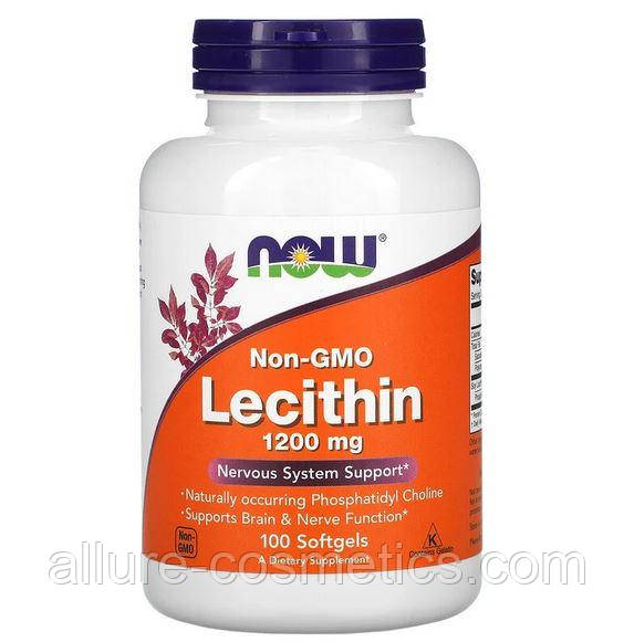 Лецитин Now Foods Non-Gmo Lecithin 1200mg 100 м'яких таблеток