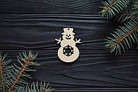 Новогодняя ёлочная игрушка "Снеговик снежинка", ЭКО игрушки из дерева. Подвеска на ёлку, Рождественский декор