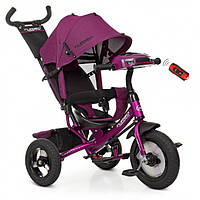 Детский велосипед трехколесный для девочки TURВOТRIK M3115HA18 лен фиолетовый музыка фары сиденье 360 градусов