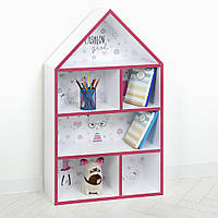Домик-полка PLK-L-3 детский шкафчик стеллаж домик для кукол, игрушек, книг для девочки белый Fashion Girl