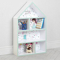 Домик-полка PLK-L-3 детский шкафчик стеллаж домик для кукол, игрушек, книг для девочки белый Fashion Girl