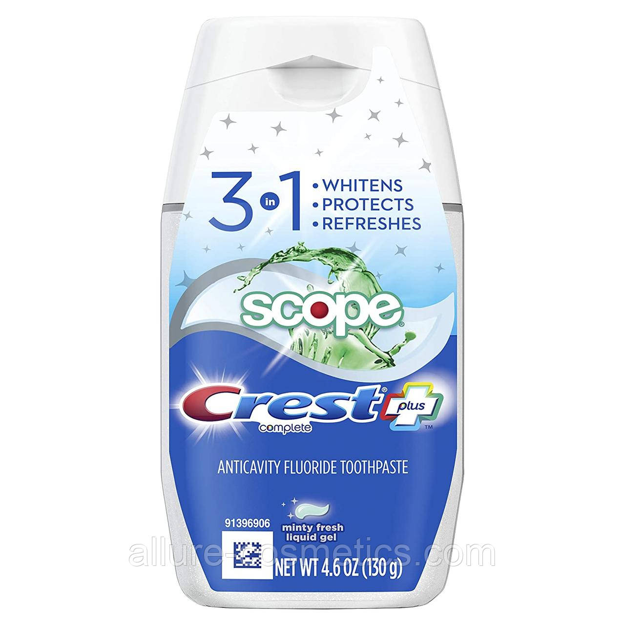 Гелева зубна паста Crest 3 in 1 Scope Liquid Gel Toothpaste minty fresh 130г