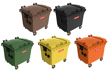 Євроконтейнер Sulo з пласкою кришкою 1100 л. червоний, фото 4