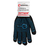 Рукавичка трикотажна 70% бавовна / 30% поліестер, з ПВХ крапкою, клас 10, колір чорний, синяя точка, 55 г mst mst, фото 2