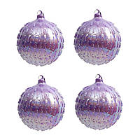 Набір новорічних кульок зі скла з перламутровим блиском EDG, 4 шт.