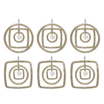 Набір ялинкових іграшок у бежево-сріблястому кольорі EDG, 6 шт.