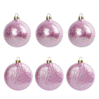 Набір рожевих куль та медальйонів зі скла з декором EDG, 6 шт.