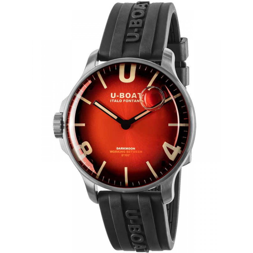 Годинник наручний чоловічий U-BOAT 8701 CAPSOIL DARKMOON CORAL RED SS, фото 1