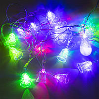 Светодиодная гирлянда Колокольчики Xmas 3.9м 20LED Parts-5 Цветная, новогодняя лед гирлянда | гірлянда (ТОП)