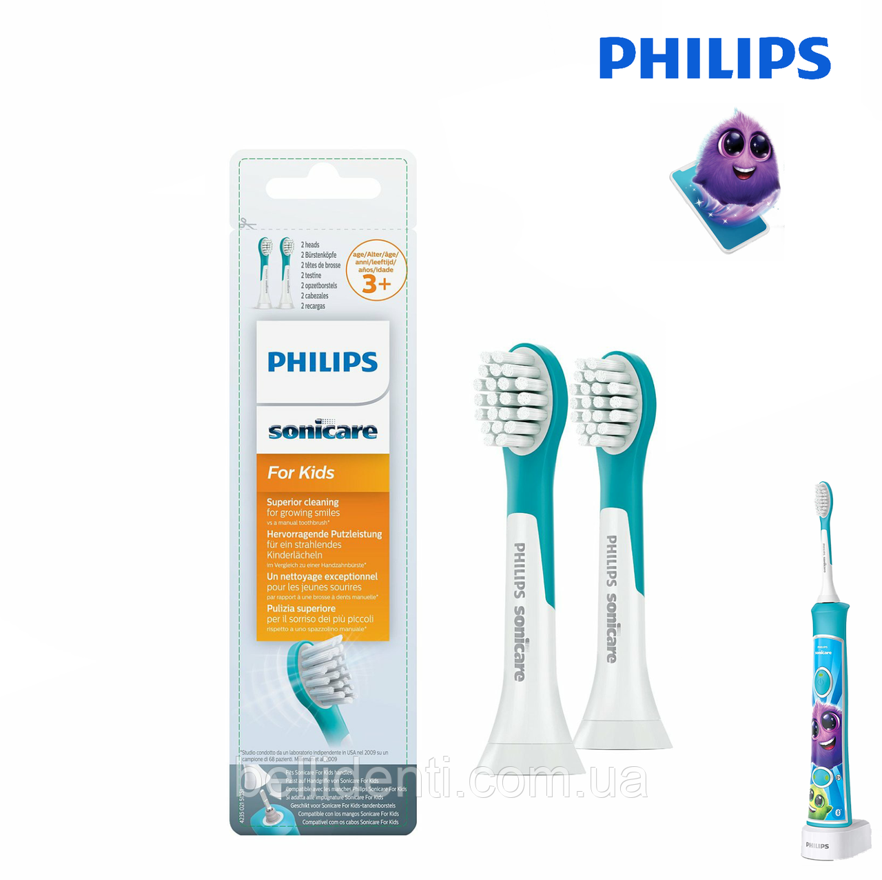 Змінні насадки Philips Sonicare For Kids з Bluetooth HX6032/33 (від 3 років) 2 шт