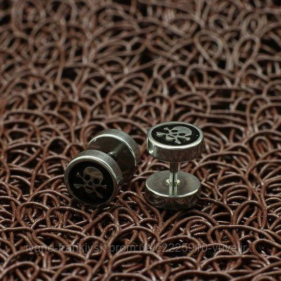 Чоловічі сережки з черепами "Череп з кістками"