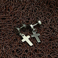 Сережки вкрутки з медичної сталі "Хрестики"