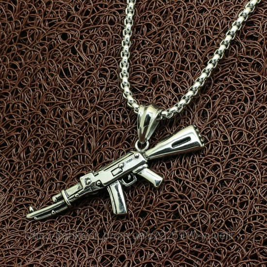 Чоловіче кольє із медичної сталі "Автомат Калашнікова"