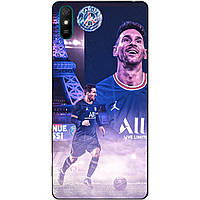 Силиконовый бампер чехол для Xiaomi Redmi 9a с рисунком Messi PSG