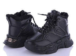 Чорні зимові кросівки - черевики підліткові (р. 38 - 24,0 см)