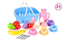Дитячий ігровий набір Technok Набір посуду ТехноК, посуд і фрукти в кошику, різнокольоровий
