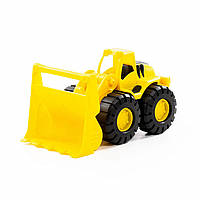 Детская игрушечная машинка погрузчик Эксперт Polesie ковш подвижный оснащён большими колёсами, желтый