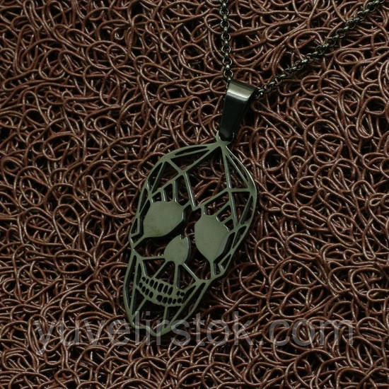 Кольє з нержавіючої сталі "Skull black"