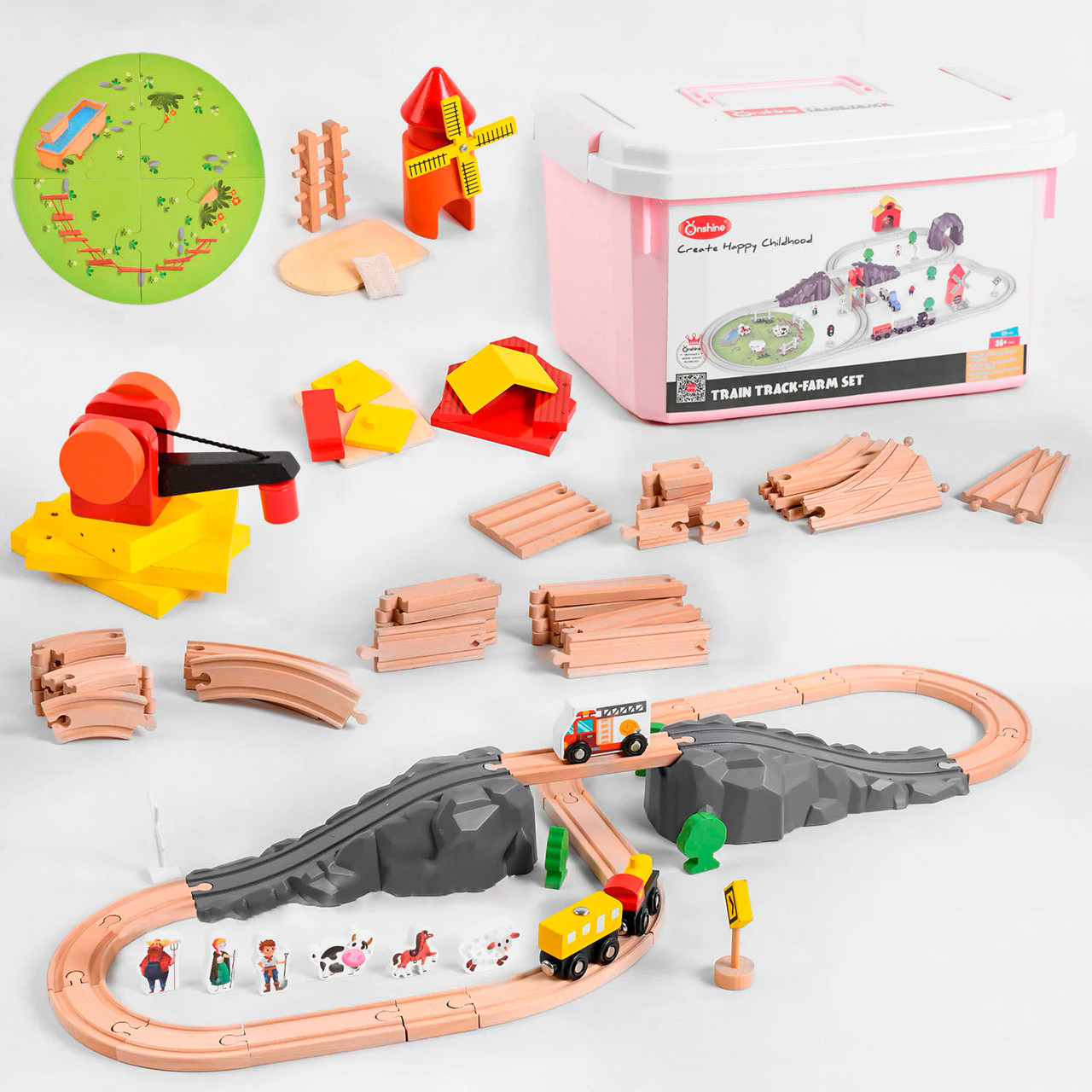 Залізниця Onshine "Ферма" 69 деталей, на магнітах, фігури, у валізі (C 46259), фото 1