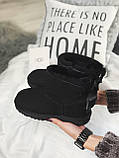 Уги жіночі UGG Mini Bailey Bow Black чорні мінітривалі натуральний замш на хутрі зі стрічками, фото 7