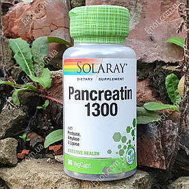 Ферменти для травлення Solaray Pancreatin 1300, 90 вегетаріанських капсул