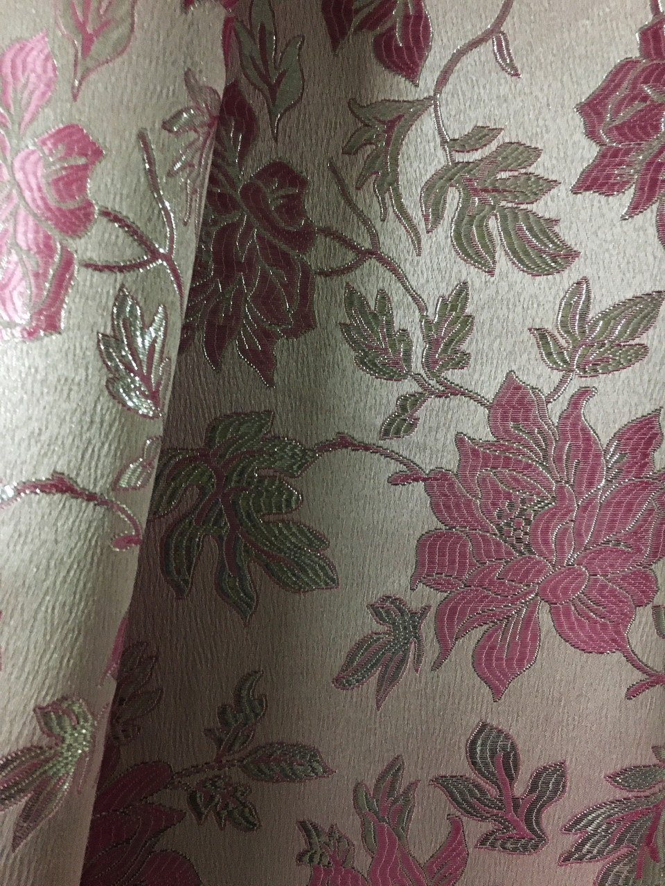 Портьерная ткань для штор Жаккард с цветочным рисунком розового цвета - фото 2 - id-p1047505077