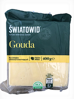 Сир твердий Гауда Gouda Swiatowid, 400 г, Польща, сир шматком (брикет)