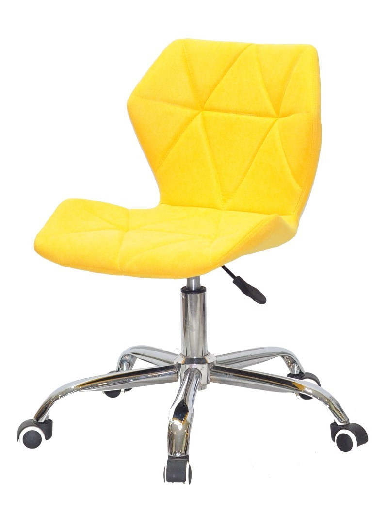 Стілець Greg CH Office шеніл жовтий SH-5 на хромованій хрестовині з коліщатками, фото 1